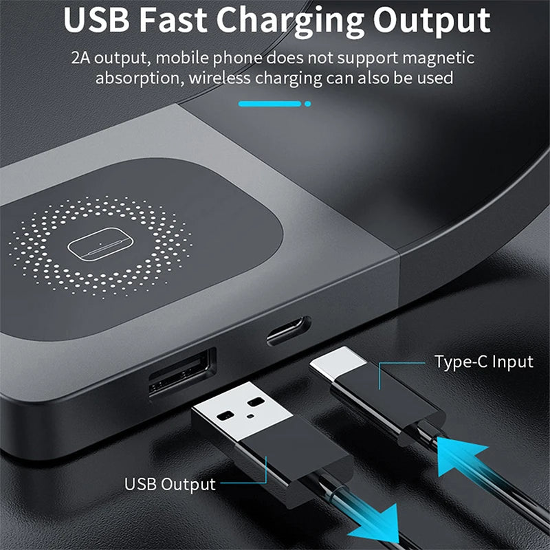15W Magnetic Wireless Charging Station – 4-in-1 Fast Charger for iPhone, Apple Watch & AirPods