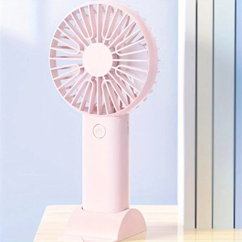 Rechargeable Mini Handheld Fan – Portable USB Fan with 3 Speeds & Phone Holder