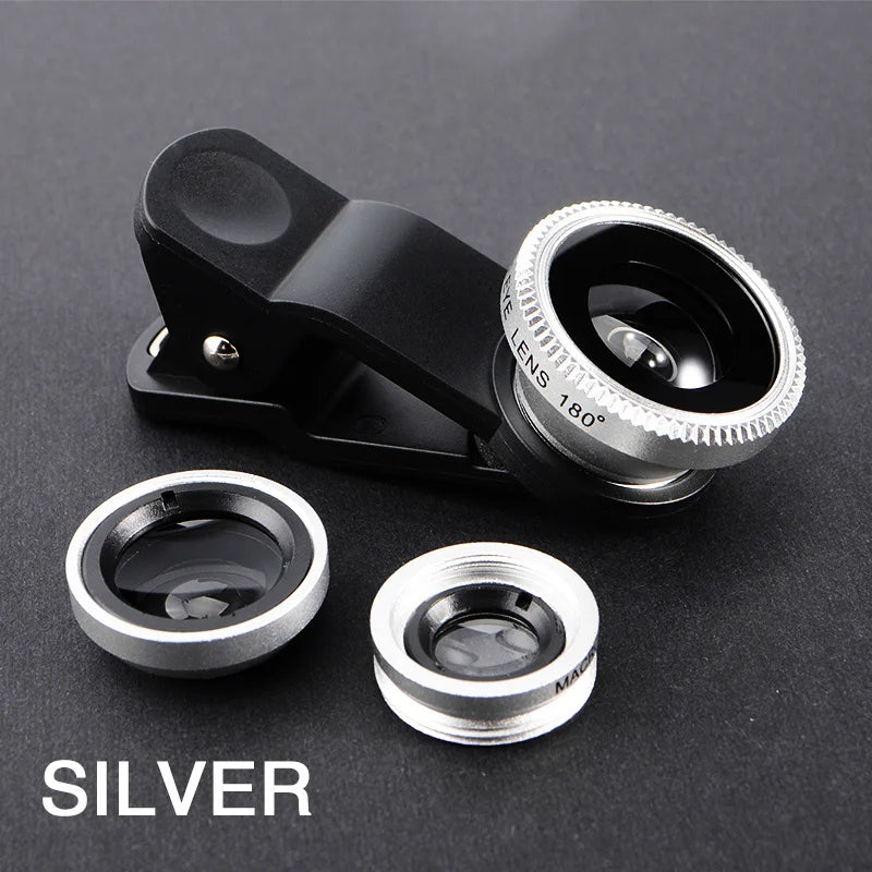 3-in-1 Universal Smartphone Camera Lens Kit – Fisheye, Wide Angle & Macro Lens