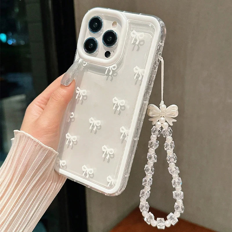 Fashion Lovely Bowknot Clear Phone Case for iPhone – Transparent Shockproof Protective Cover