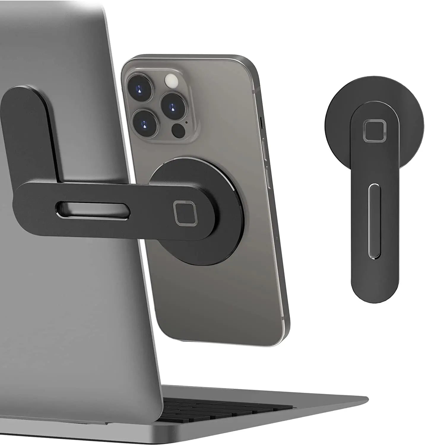 Magnetic Laptop Phone Holder – Foldable Side Mount for Laptop & Monitor
