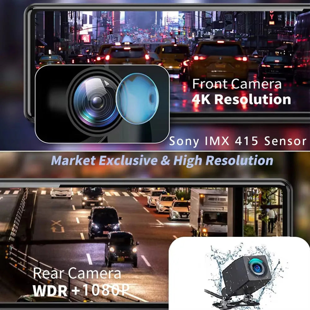 11.26" 4K UHD Smart Mirror Dash Cam with GPS & WiFi