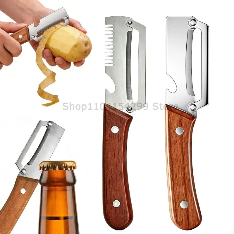 3-in-1 Stainless Steel Peeler & Bottle Opener – Multifunction Kitchen Tool