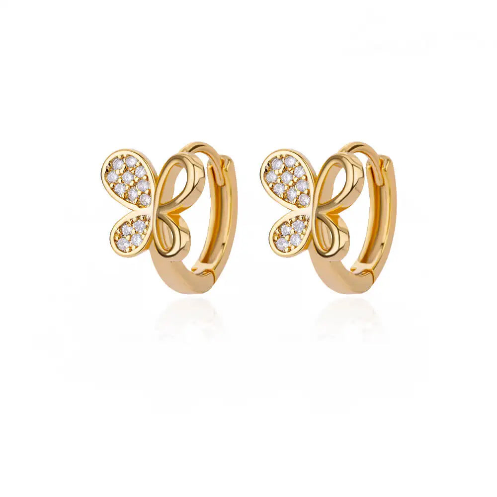 Rabbit & Butterfly Hoop Earrings – Gold Plated Stainless Steel Earrings