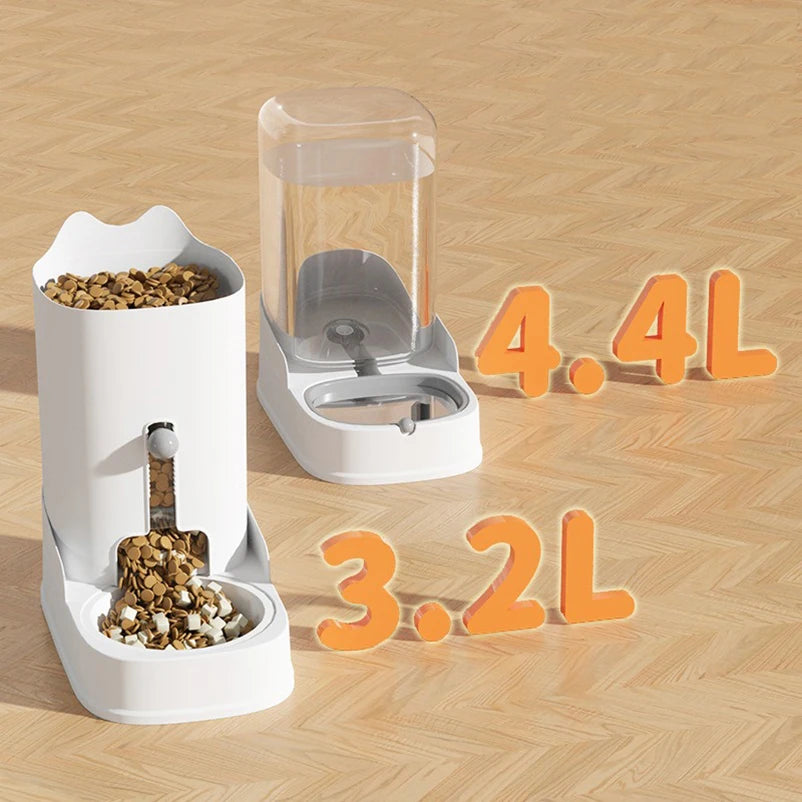 Automatic Pet Food & Water Dispenser Set – Large Capacity Gravity Feeder & Water Fountain for Cats and Small Dogs