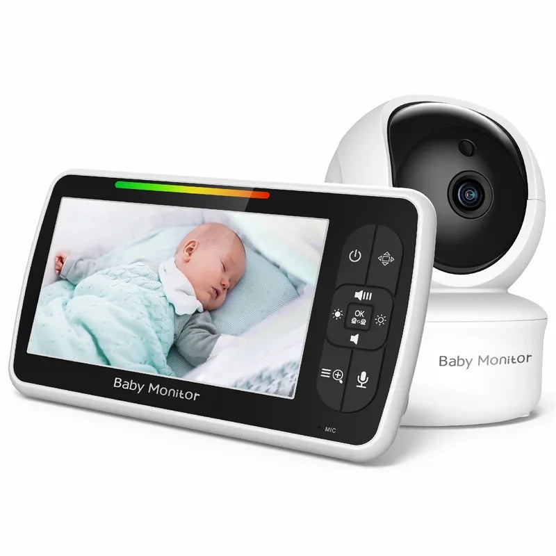 5-Inch Video Baby Monitor with Camera – Remote Pan, Tilt & Zoom, Two-Way Audio, Night Vision & Temperature Monitor