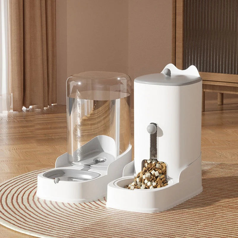 Automatic Pet Food & Water Dispenser Set – Large Capacity Gravity Feeder & Water Fountain for Cats and Small Dogs