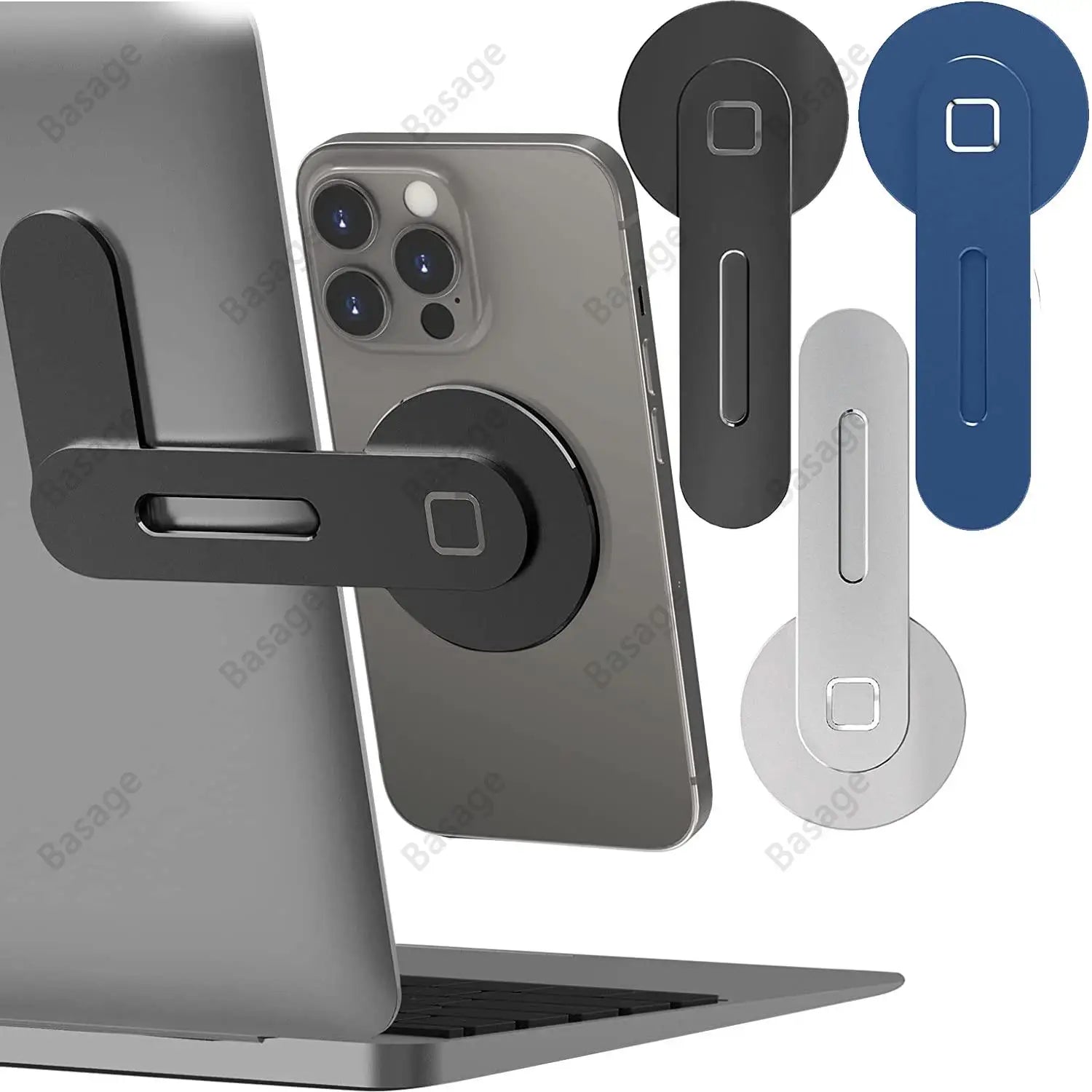 Magnetic Laptop Phone Holder – Foldable Side Mount for Laptop & Monitor