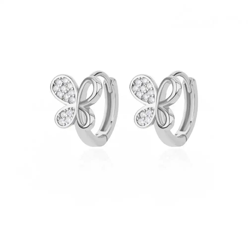 Rabbit & Butterfly Hoop Earrings – Gold Plated Stainless Steel Earrings