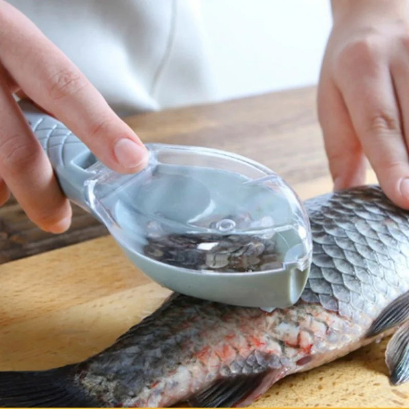 Kitchen Fish Scale Scraper with Lid – Manual Fish Scaler & Cleaning Tool