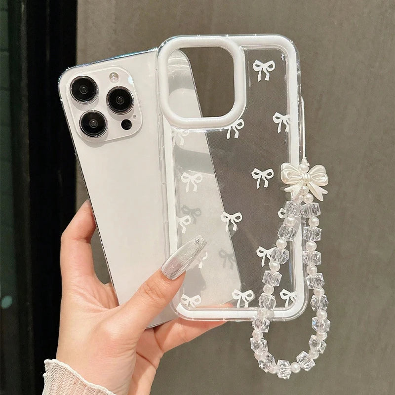 Fashion Lovely Bowknot Clear Phone Case for iPhone – Transparent Shockproof Protective Cover