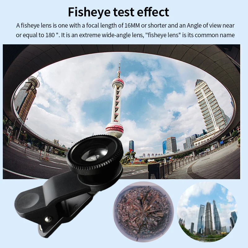 3-in-1 Universal Smartphone Camera Lens Kit – Fisheye, Wide Angle & Macro Lens