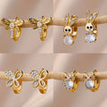 Rabbit & Butterfly Hoop Earrings – Gold Plated Stainless Steel Earrings