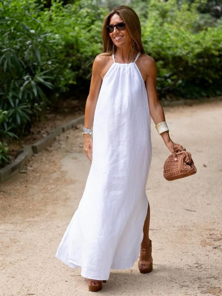 Sleeveless Cotton Linen Maxi Dress – Casual Summer Dress