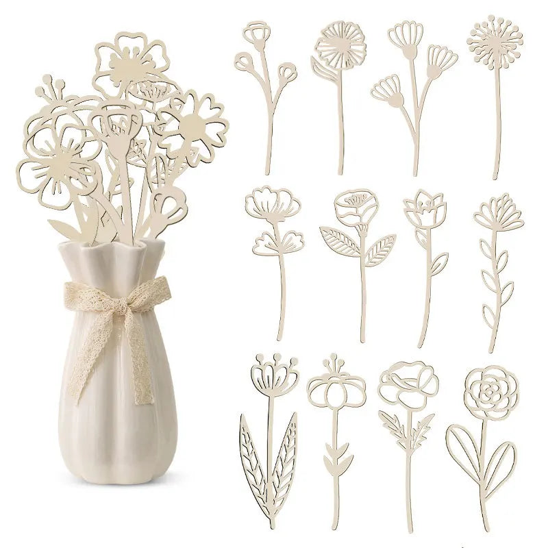 Wooden Wildflower Wall Decor Set – 10 Pieces