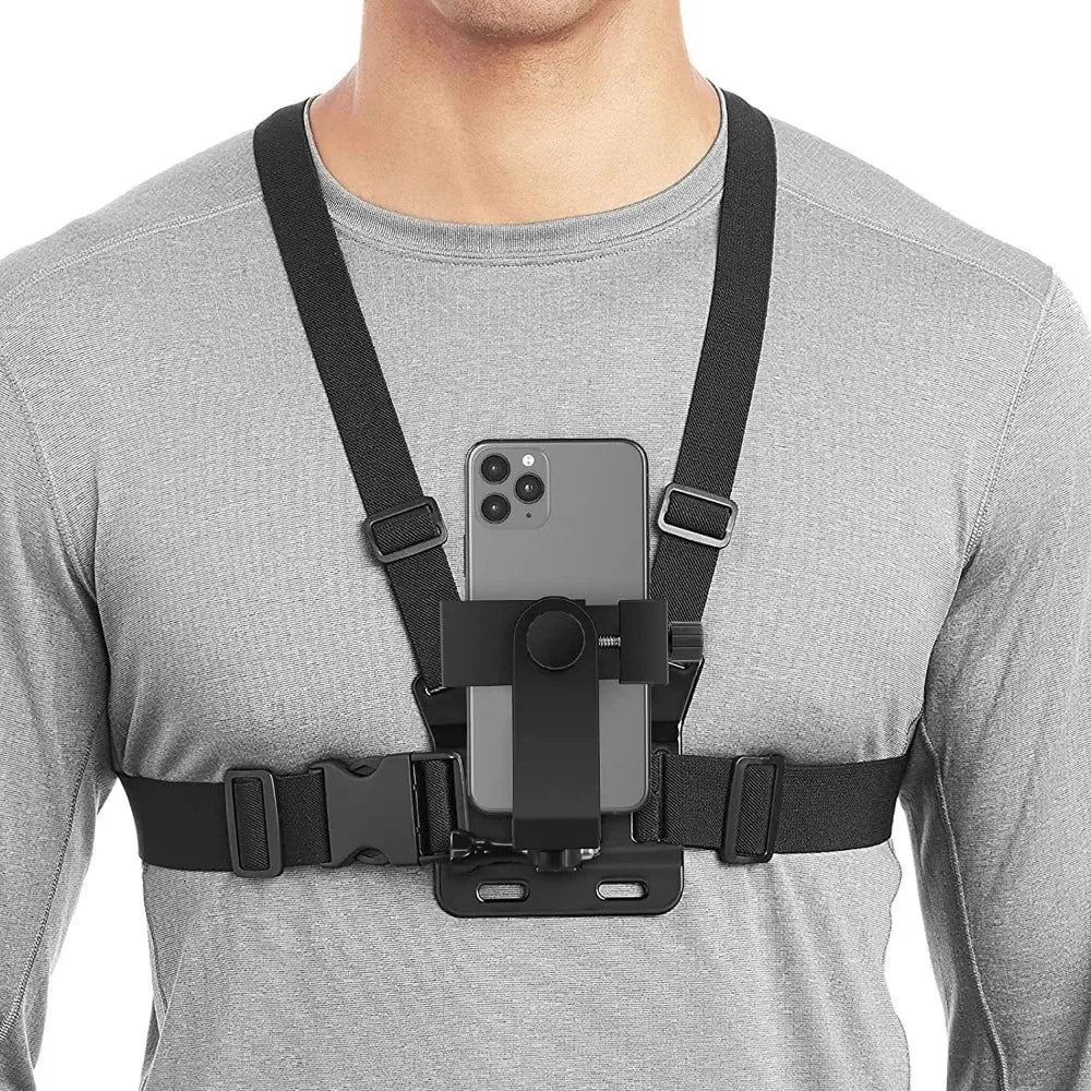 Adjustable Chest Phone Mount Harness – Hands-Free Holder for Hiking, Cycling & Outdoor Activities