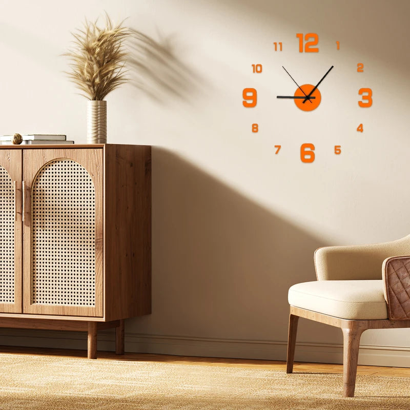 Modern Frameless DIY Wall Clock – Minimalist Acrylic Wall Decor