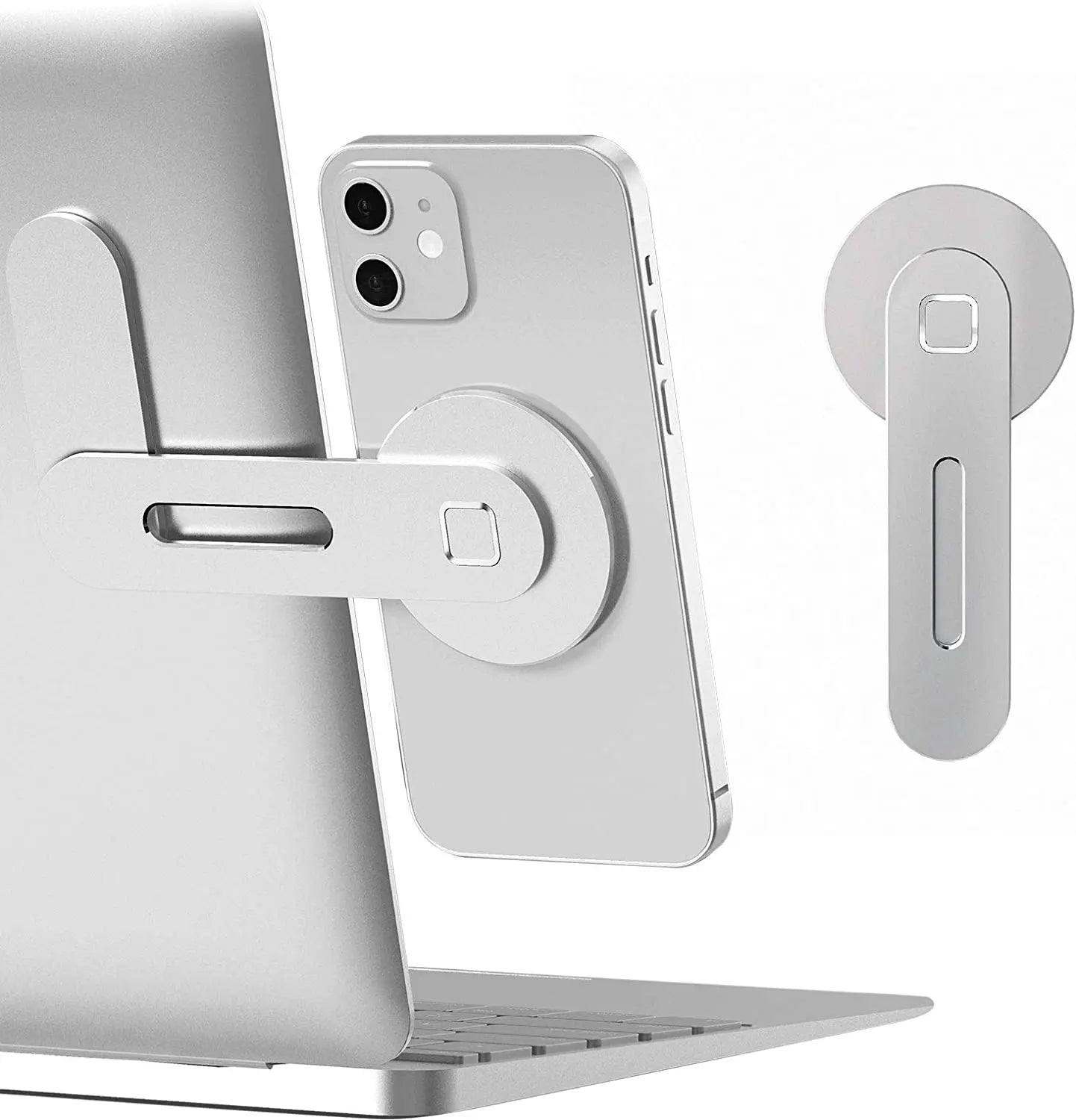 Magnetic Laptop Phone Holder – Foldable Side Mount for Laptop & Monitor