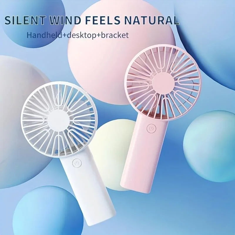 Rechargeable Mini Handheld Fan – Portable USB Fan with 3 Speeds & Phone Holder