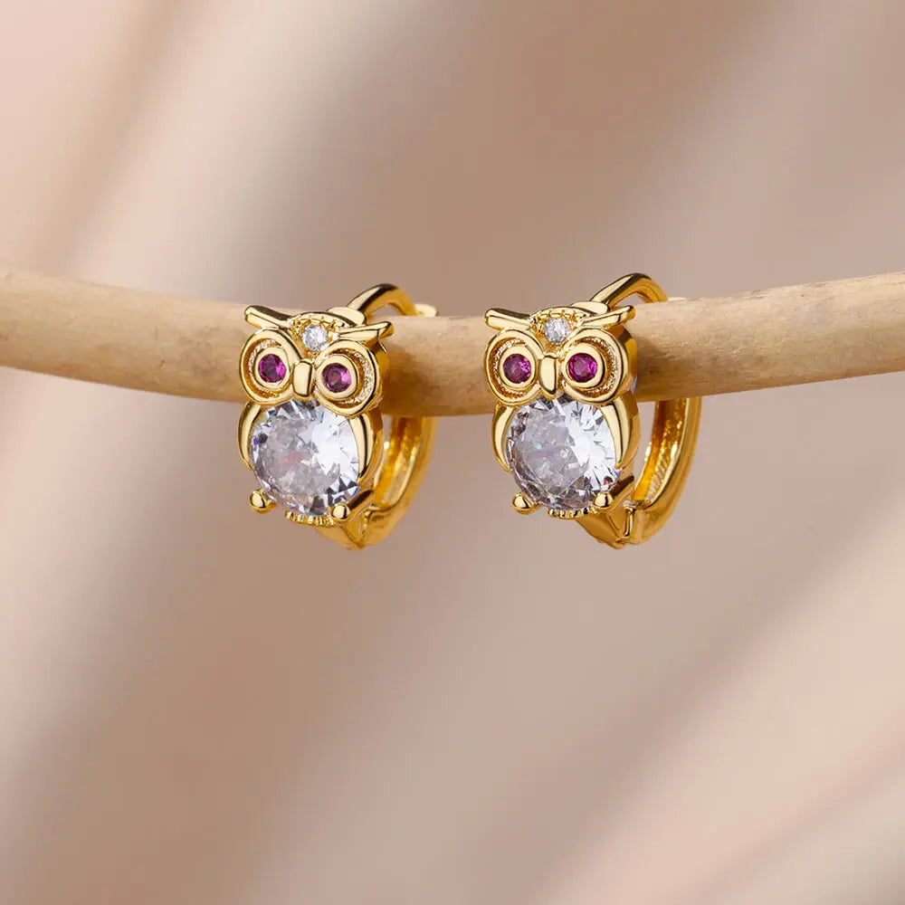 Rabbit & Butterfly Hoop Earrings – Gold Plated Stainless Steel Earrings