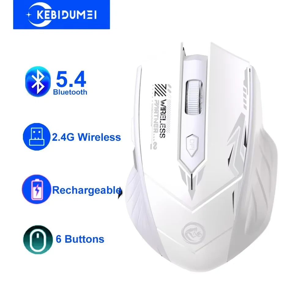Bluetooth 5.4 Dual-Mode Wireless Gaming Mouse – Rechargeable Silent Mouse with 6 Buttons