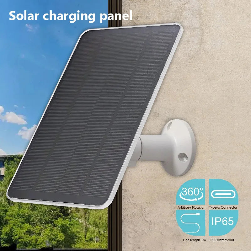 10W 5V Solar Charging Panel Type-C – Waterproof Solar Charger for Security Cameras