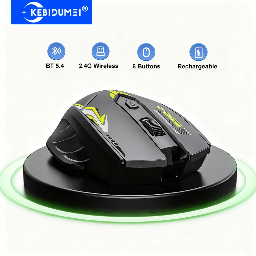 Bluetooth 5.4 Dual-Mode Wireless Gaming Mouse – Rechargeable Silent Mouse with 6 Buttons