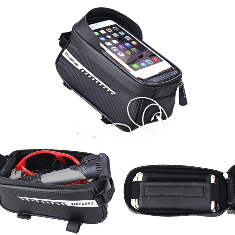 Waterproof Bicycle Frame Bag with Touchscreen Phone Holder