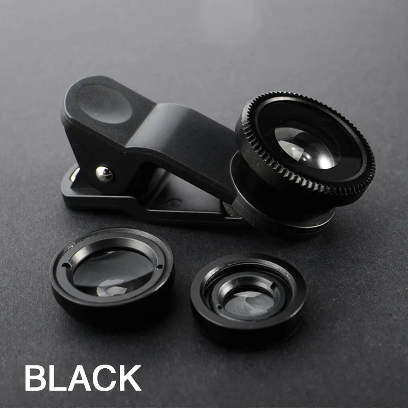 3-in-1 Universal Smartphone Camera Lens Kit – Fisheye, Wide Angle & Macro Lens
