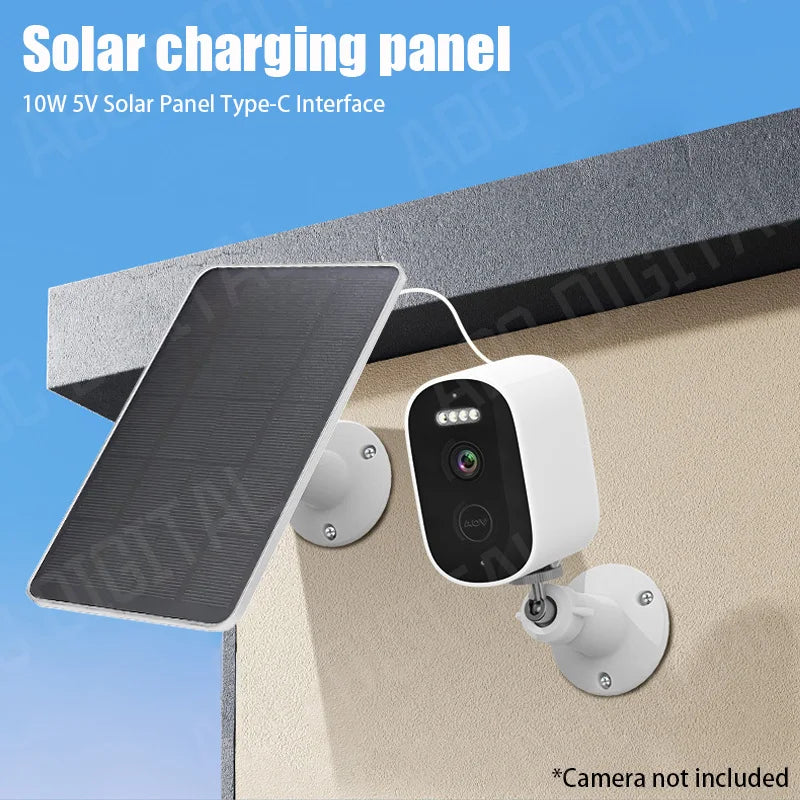 10W 5V Solar Charging Panel Type-C – Waterproof Solar Charger for Security Cameras
