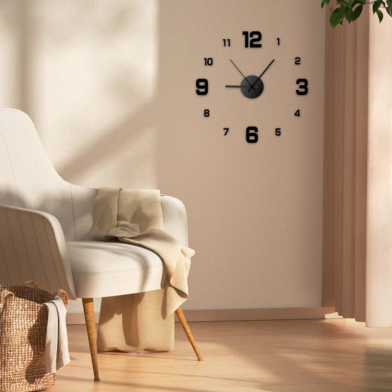 Modern Frameless DIY Wall Clock – Minimalist Acrylic Wall Decor