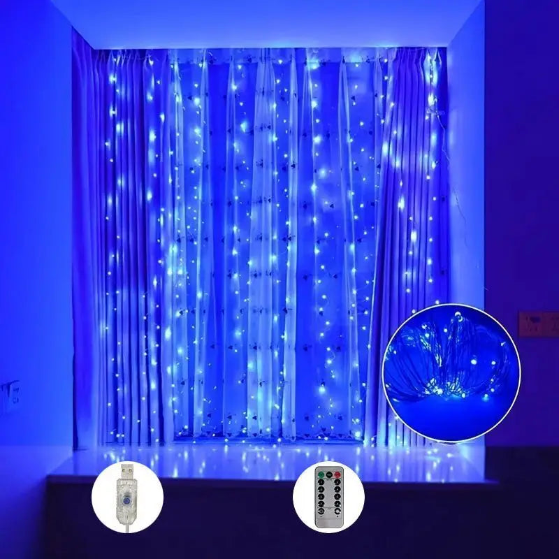 LED Curtain String Lights – USB Fairy Lights with 8 Lighting Mode