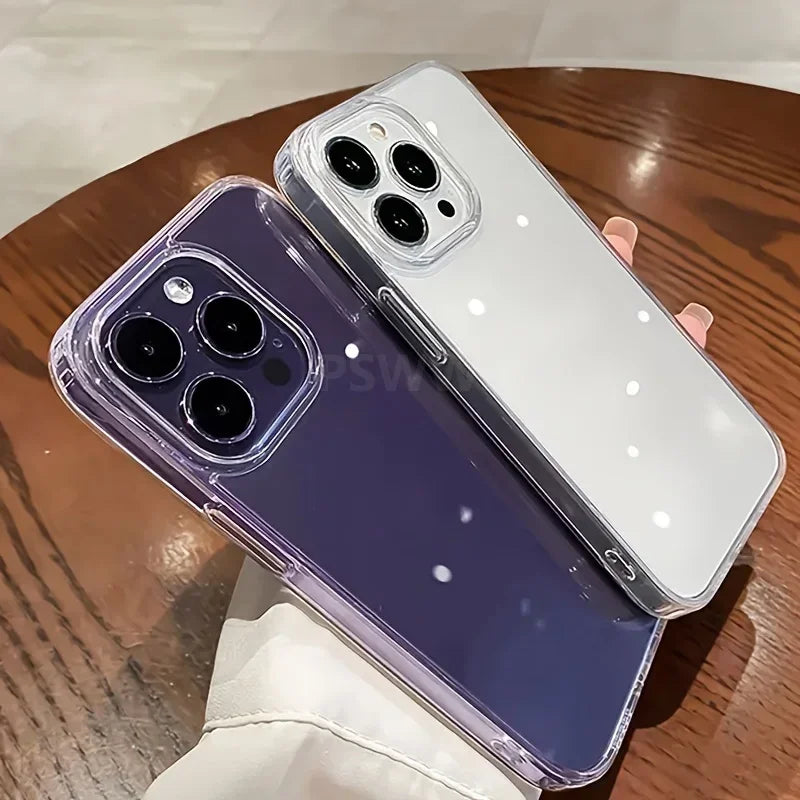 Luxury Transparent Shockproof Phone Case – Crystal Clear Protective Cover for iPhone