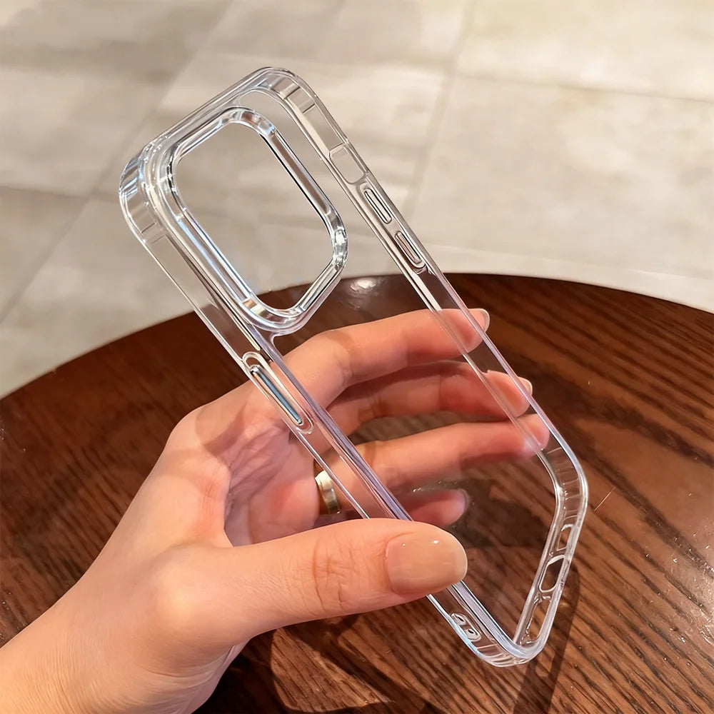 Luxury Transparent Shockproof Phone Case – Crystal Clear Protective Cover for iPhone