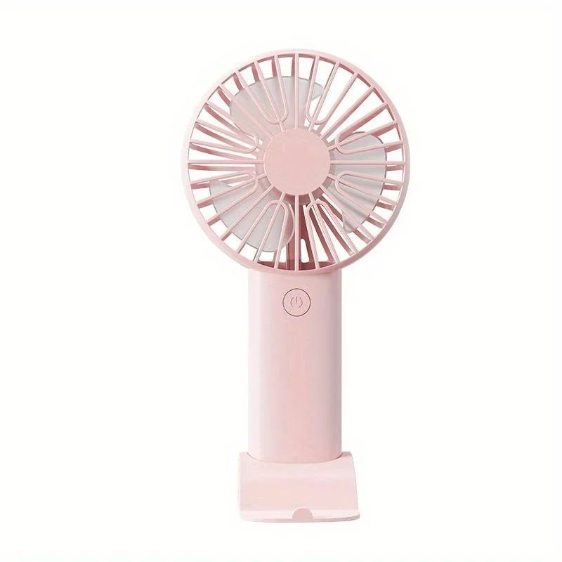 Rechargeable Mini Handheld Fan – Portable USB Fan with 3 Speeds & Phone Holder