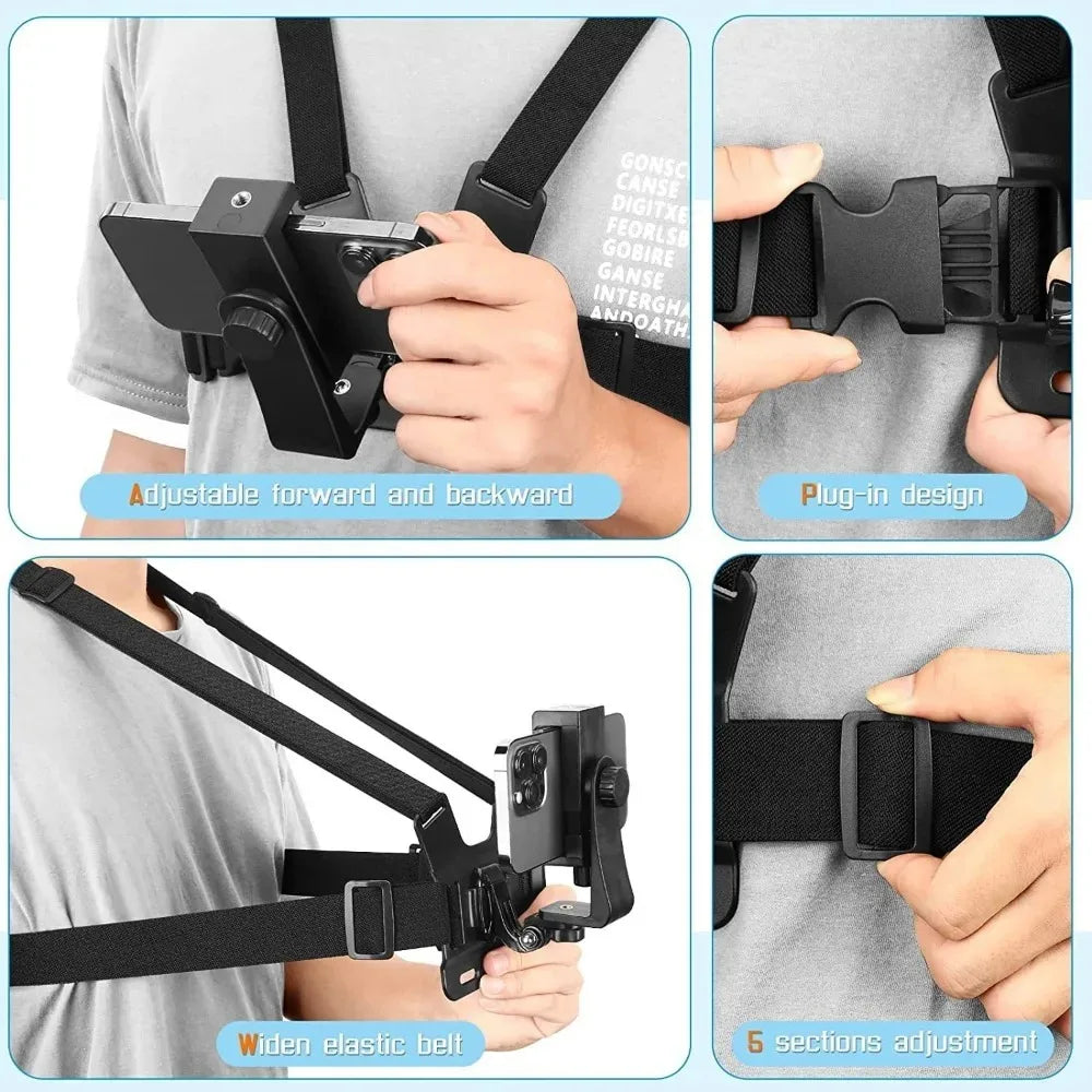 Adjustable Chest Phone Mount Harness – Hands-Free Holder for Hiking, Cycling & Outdoor Activities