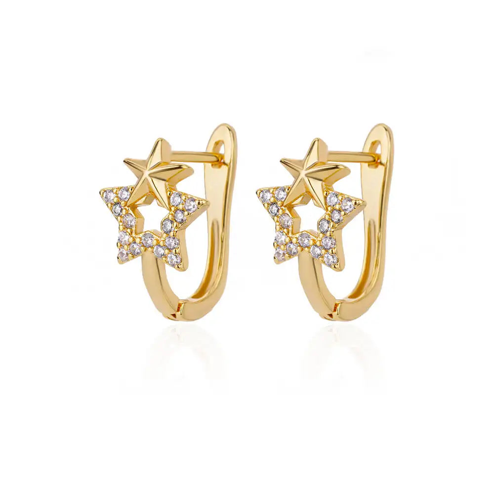 Rabbit & Butterfly Hoop Earrings – Gold Plated Stainless Steel Earrings