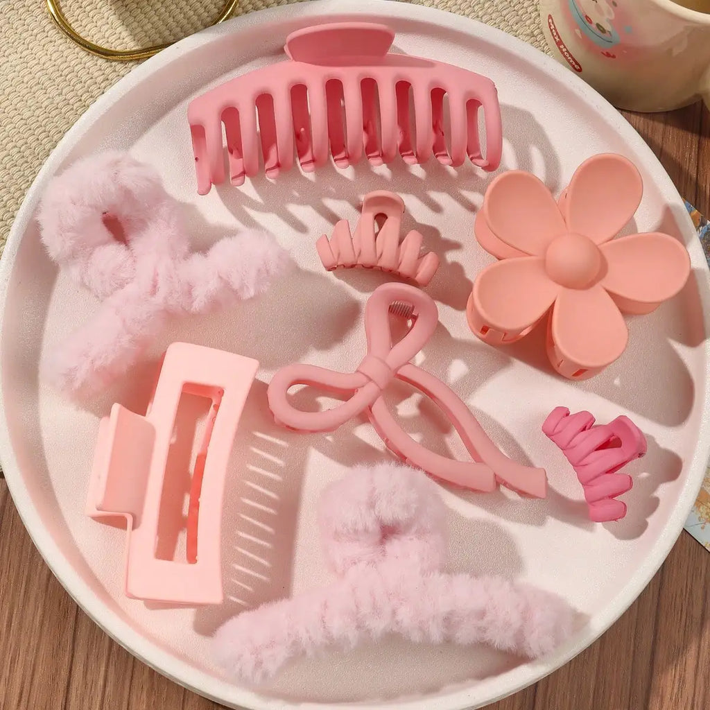 8-Piece Hair Claw Clip Set – Cute Fashion Hair Accessories for Women
