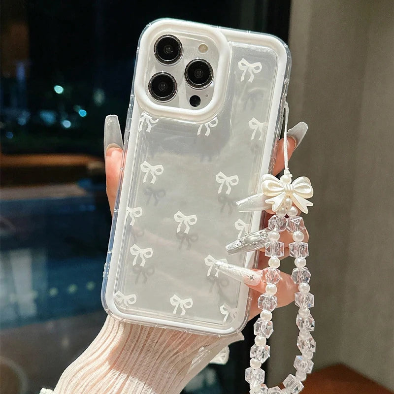 Fashion Lovely Bowknot Clear Phone Case for iPhone – Transparent Shockproof Protective Cover