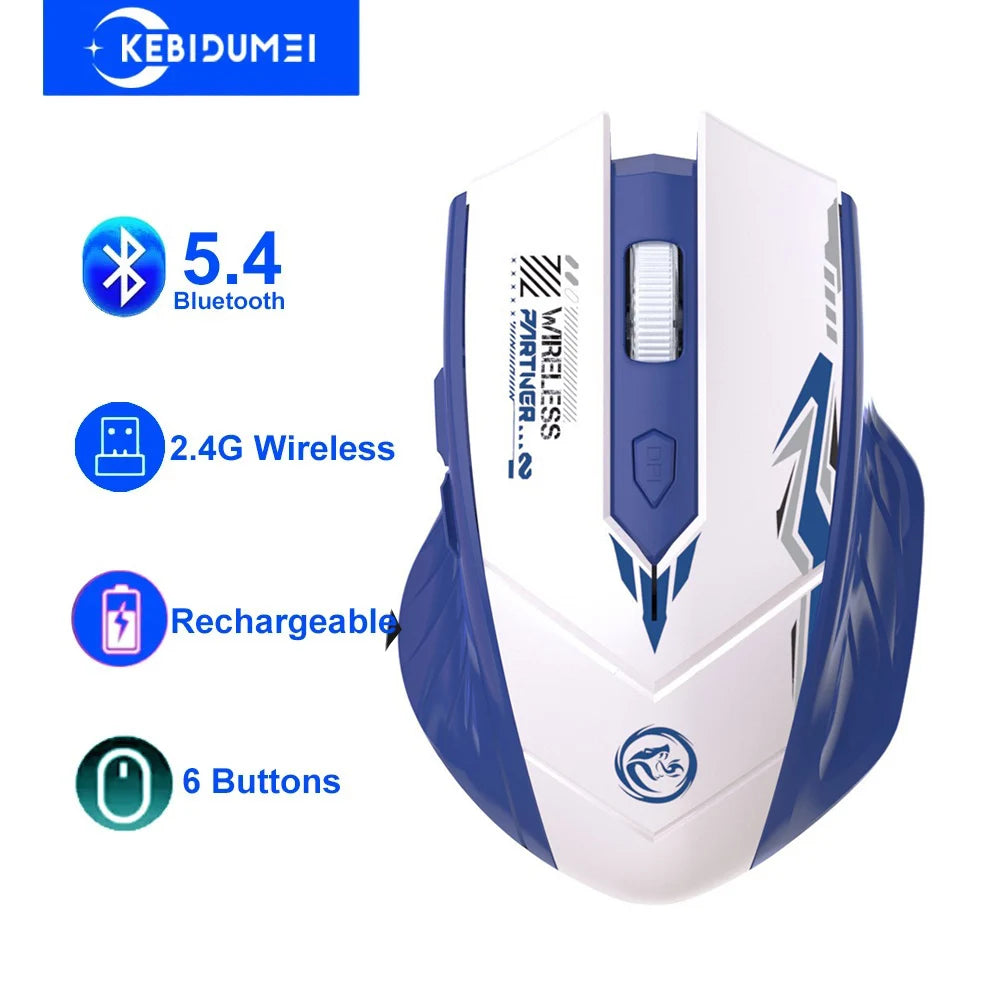 Bluetooth 5.4 Dual-Mode Wireless Gaming Mouse – Rechargeable Silent Mouse with 6 Buttons