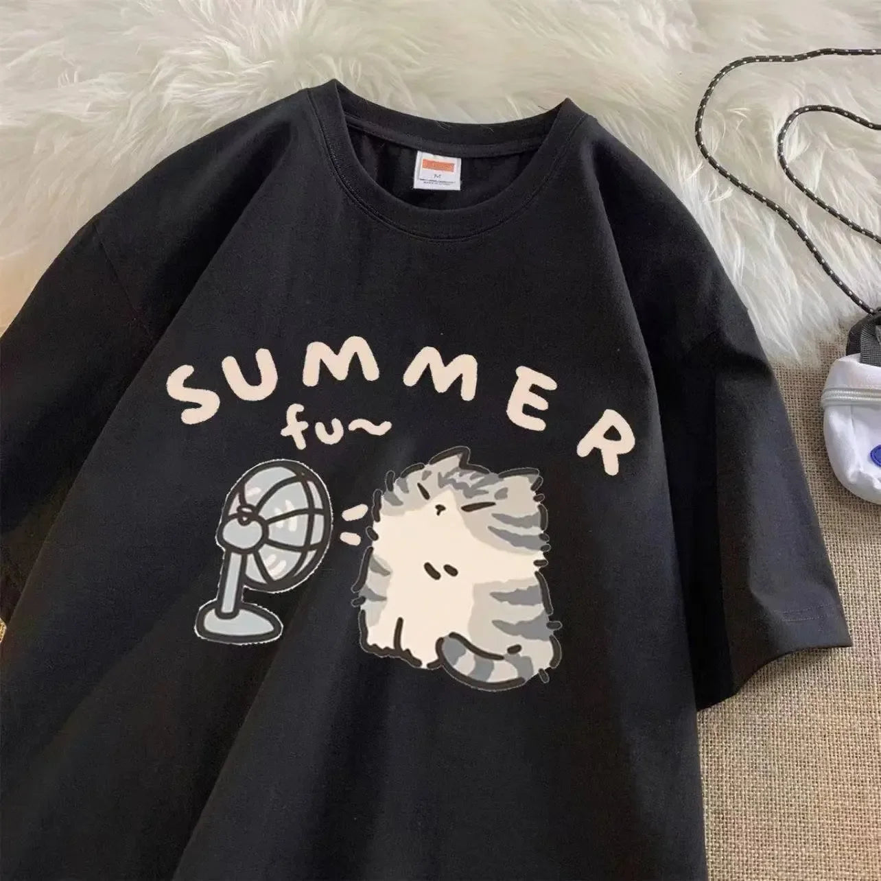 Cute Cat Graphic T-Shirt – Casual Summer Tee for Women