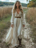 Bohemian Maxi Dress – Deep V-Neck Summer Dress