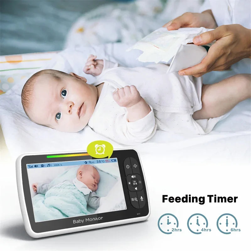 5-Inch Video Baby Monitor with Camera – Remote Pan, Tilt & Zoom, Two-Way Audio, Night Vision & Temperature Monitor