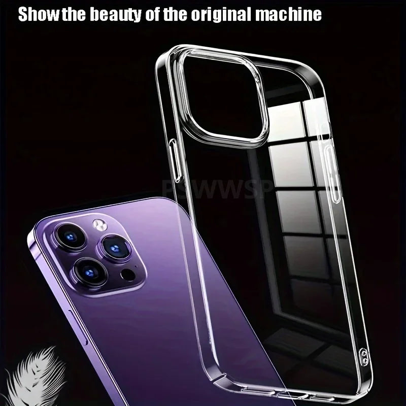 Luxury Transparent Shockproof Phone Case – Crystal Clear Protective Cover for iPhone